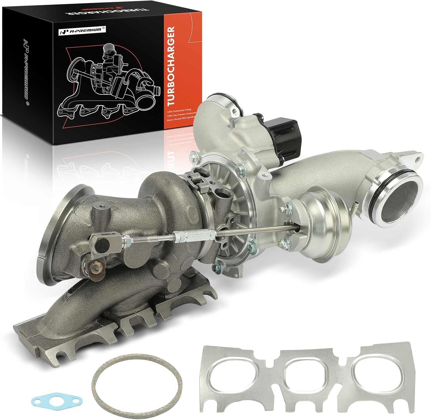 A-Premium Left Side Complete RHF4 Turbocharger Turbo Kit with Actuator and Gasket Compatible with Mercedes-Benz Models - C43 AMG, CLS400, E400, E43 AMG, E450, GLC43 AMG, 3.0L - #2760903380, 2760901580