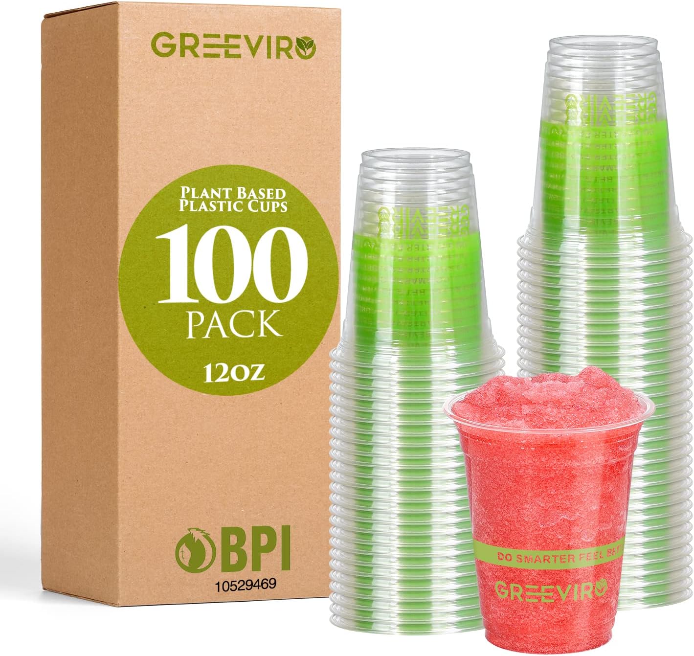 Eco Compostable Plant-Based Clear Plastic Cups 12oz Thick, Reusable, Disposable Iced Coffee Cups for Smoothies, Beer & Any Beverages for Parties, Weddings & Gatherings - Image 9
