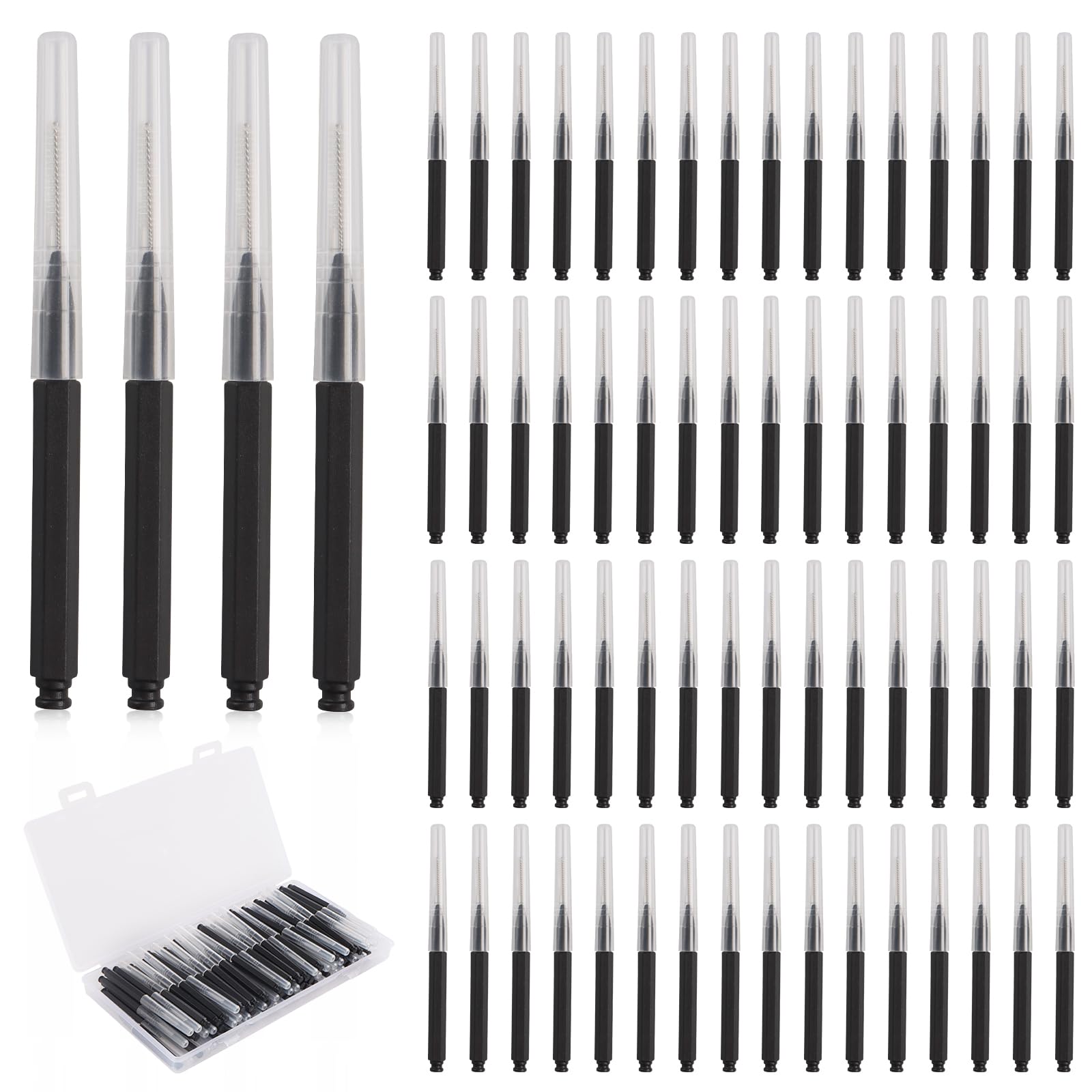 Cepillos interdentales, 80 piezas de cepillos entre dientes, palillos de dientes para aparatos ortopédicos, cabezal de hilo dental para herramientas de limpieza bucal de dientes, color negro