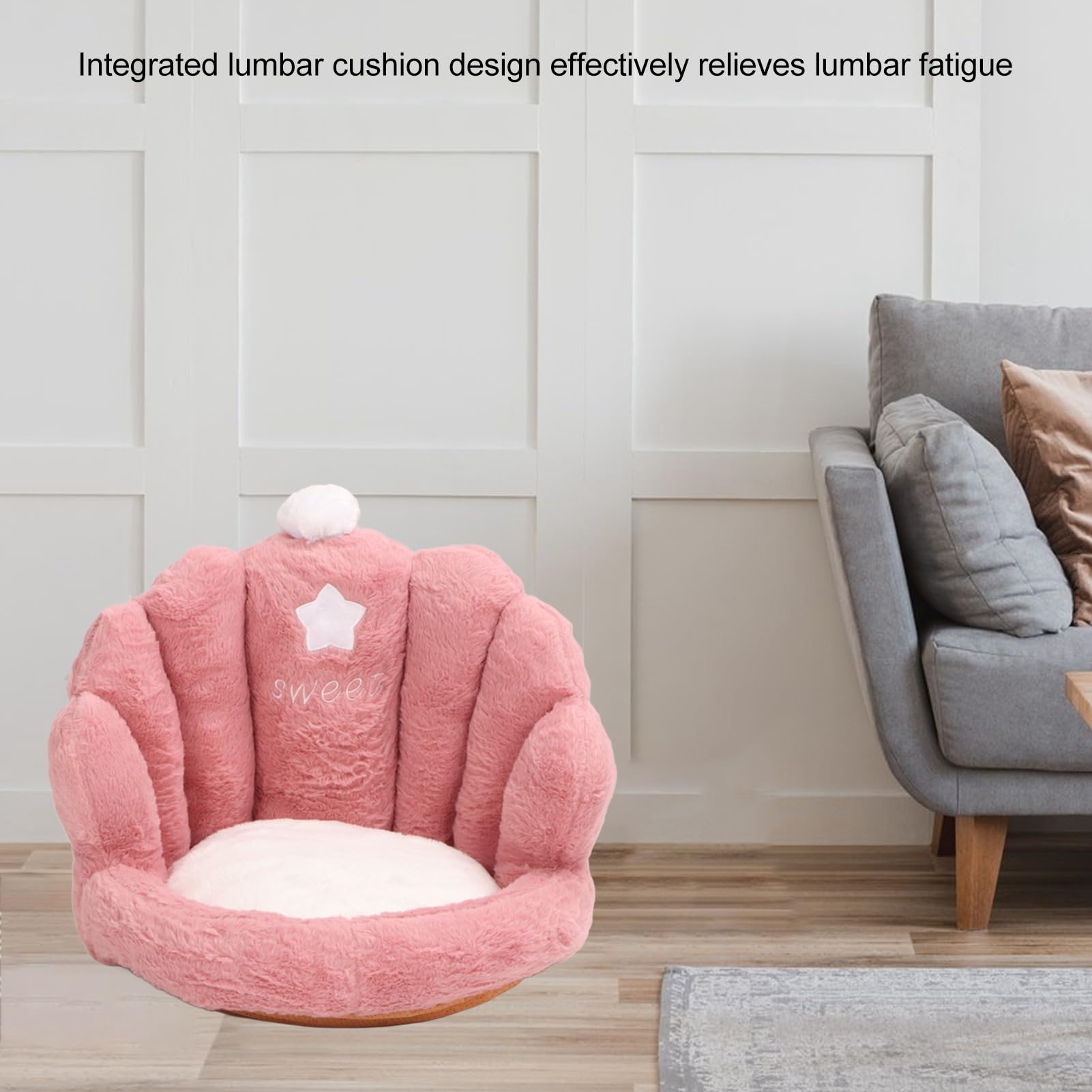 Cojín Lumbar para Asiento, cómodo y Engrosado, cojín para Silla, cojín para Respaldo para el hogar, para Oficina (Pink)