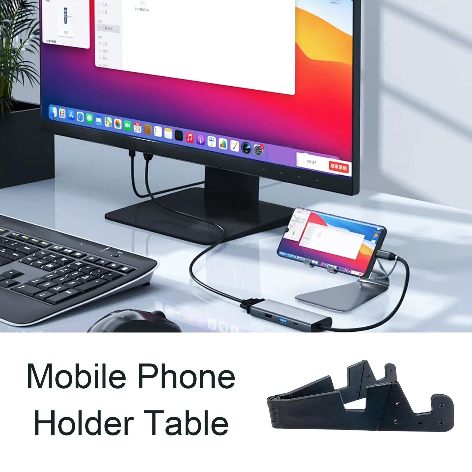 Genérico Soporte para teléfono Celular, Soporte Plegable para teléfono - Soporte para Tableta de Mesa - Soporte Ajustable en Forma de V para teléfono móvil, Soporte Plegable de Escritorio para
