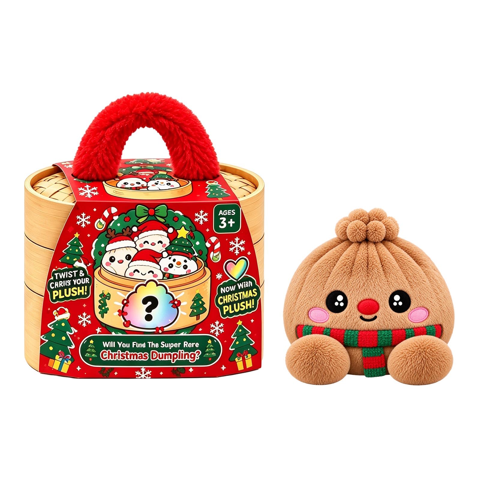 Christmas Plush Dumpling Pillow, Mystery Dumpling Plush Doll in Box A10 C