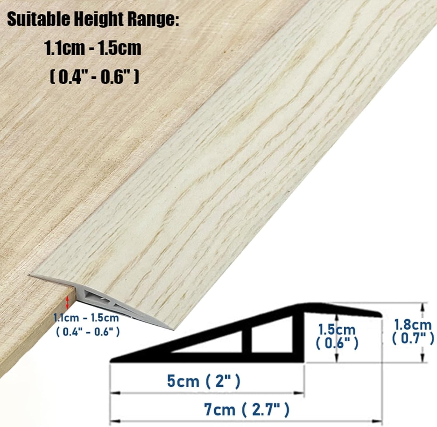 Edging Strip Threshold Strip Self-Adhesive Floor Edge Reducer, PVC Transition Strip, Carpet Edging Trim Threshold Cover, 1M(#5,Fit for 1.1cm - 1.5cm Drop)