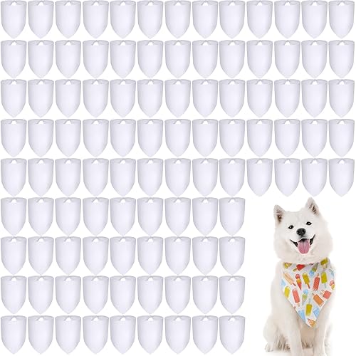 Kacctyen 100 Pcs Sublimation Blank Dog Bandanas Heat Transfer Washable Triangle Scarf DIY Sublimation PET Bandana Bib Kerchief Puppy Accessories for Dogs Cat, White(30.71 x 21.65 Inch)