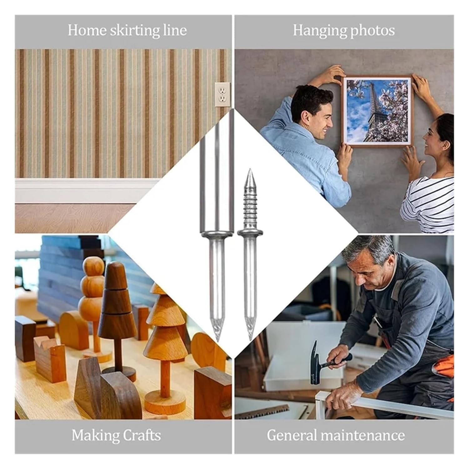 Double Headed Nails Double Headed Nails 400Pcs Skirting Board Wood Double-Head Thread Seamless No Trace Sheep Horn Nail