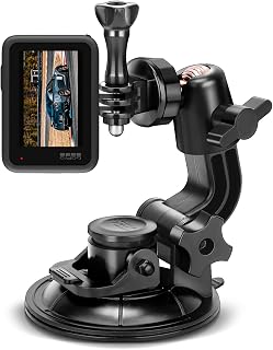 MiPremium Car Suction Cup Mount for GoPro Hero 10 9 8 7 6 5 4 3 3+ 2 Session Black Silver XIAOYI 4K SJCAM Yi Sports Action Camera Dash Cam Holder Perfect for Boats Vehicle Windshield & Window