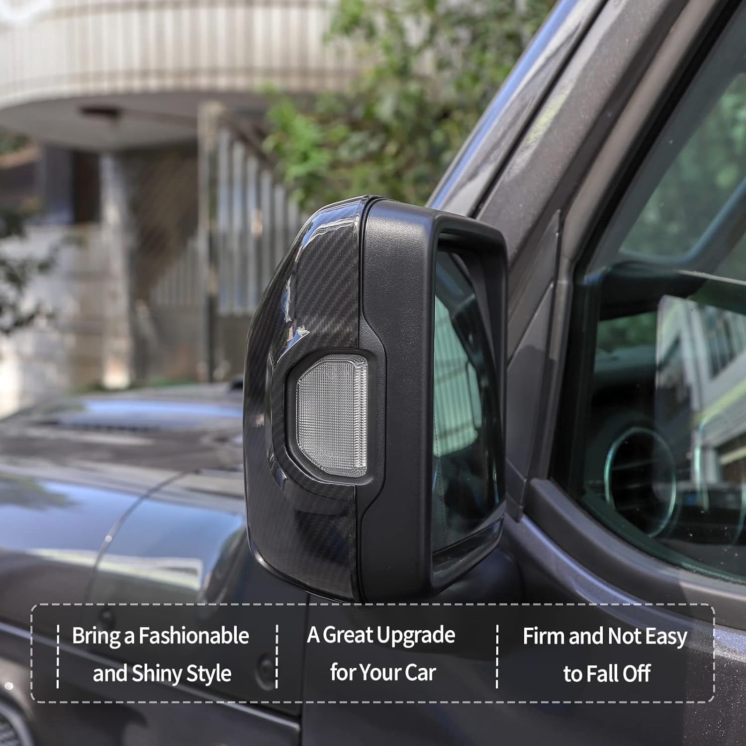 Rearview Mirror Cover Trim Shell Kit Car Rear View Mirror Exterior Decoration Accessories for Jeep Wrangler JL JLU 2018-2022 & Gladiator JT (Carbon Fiber Grain)