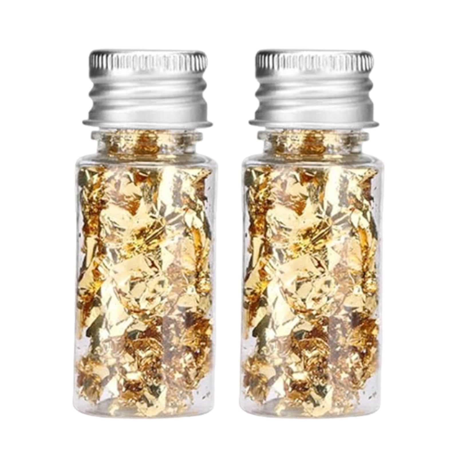 2 Pack Gold Leaf Flakes (10g Per Bottle), Inedible Metallic Foil Pieces for Resin Art, Nail Decoration, Craft Embellishment, Home Accents & Creative DIY Projects