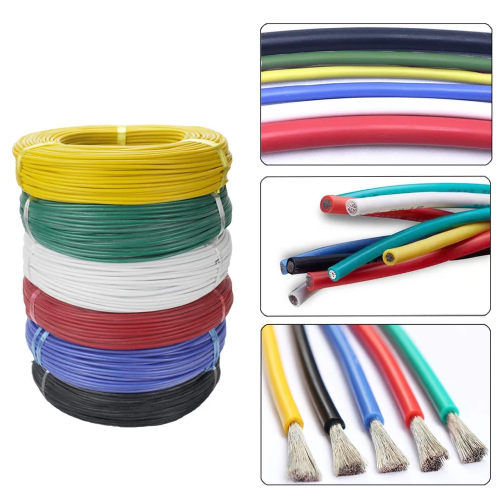 5 Mètre/lot de câbles 8 10-28 30 AWG 5M 6 couleurs rouge, noir, bleu(Black 5M; 24 AWG)
