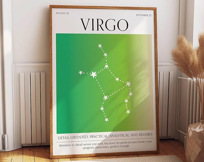 qanesec Virgo Zodiac Aura Gradient Poster Elegant Astrology Wall Art Perfect Home Decor Gift Stylish Sign For A Thoughtful Touch