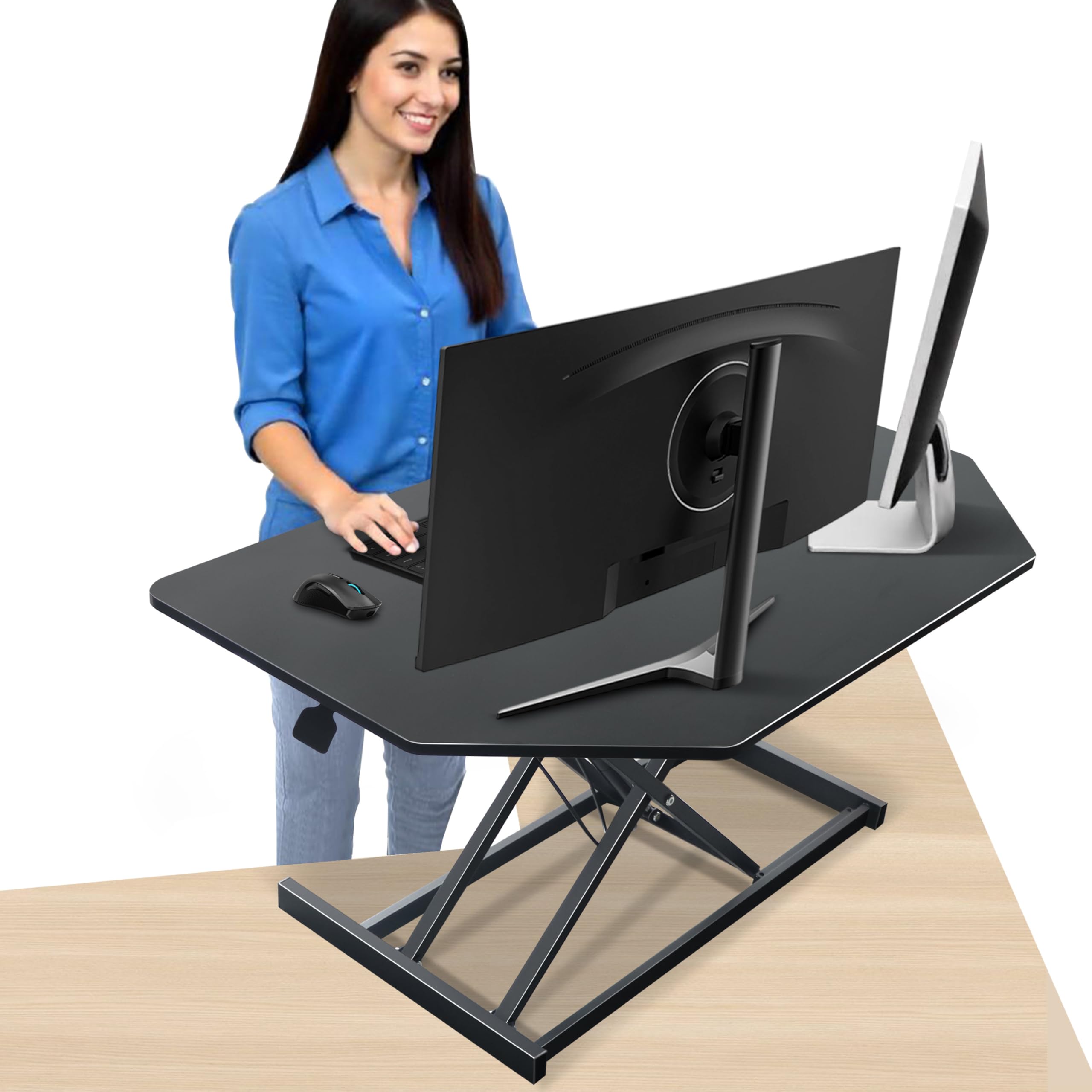 Aconcept 36 inch Corner Height Adjustable Standing Desk Converter