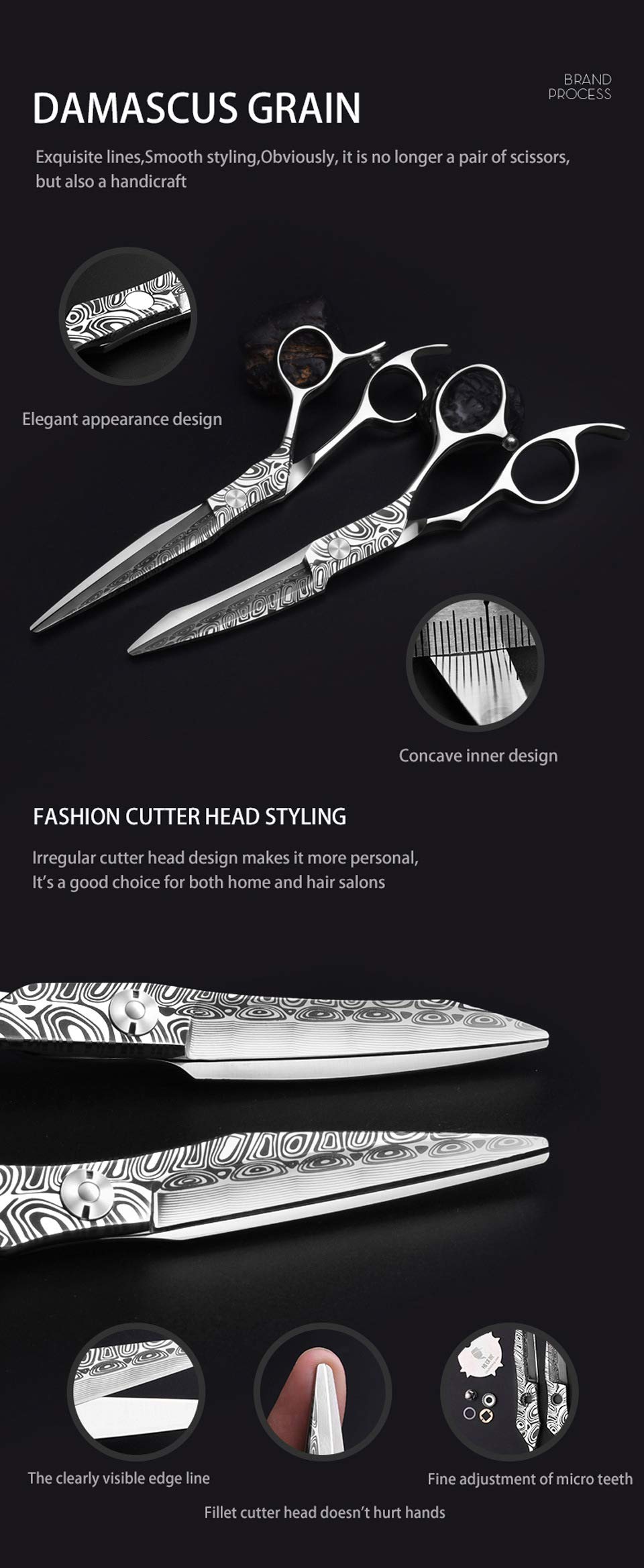 6 Zoll Professionelle Japanische Schere 15,3 cm Friseurschere Friseurschere Set Salon Haarschneide Effilierschere Kamm Cutter Schere Edelstahl,Set