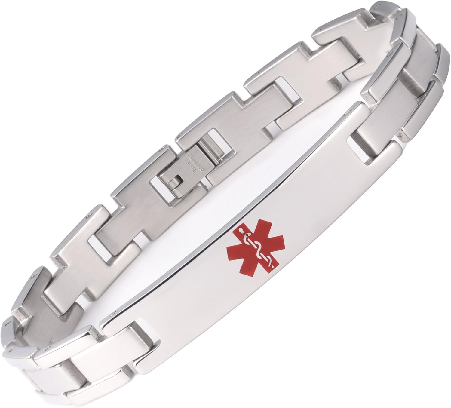 Free Engraving Medical Alert ID Bracelets for Men & Women 6.5-8.5 Inch Stainless Steel Emergency Alert ID Bracelets for Unisex