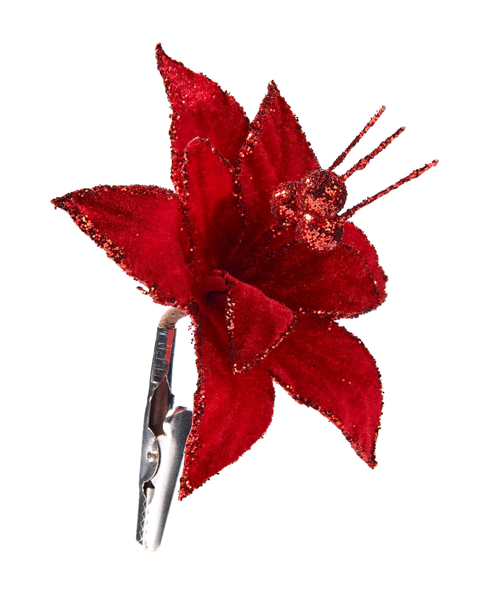 WeRChristmas Artificial Red Poinsettia Flower with Clip, 3 Pack
