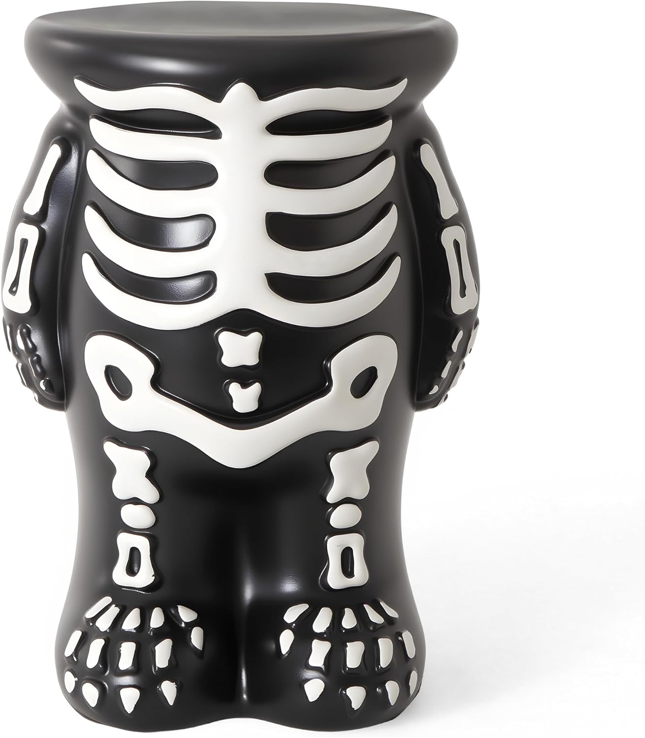Skeleton Pumpkin Stand, Black and White, Plastic, 11 Inches, Blow Mold, Halloween Decor