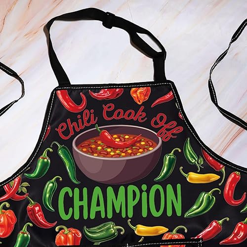 Miniatura 3 de WZMPA Chili Cook Off Champion - Delantal de cocina para chili, regalo de chef, delantales de cocina ajustables para hombres y mujeres