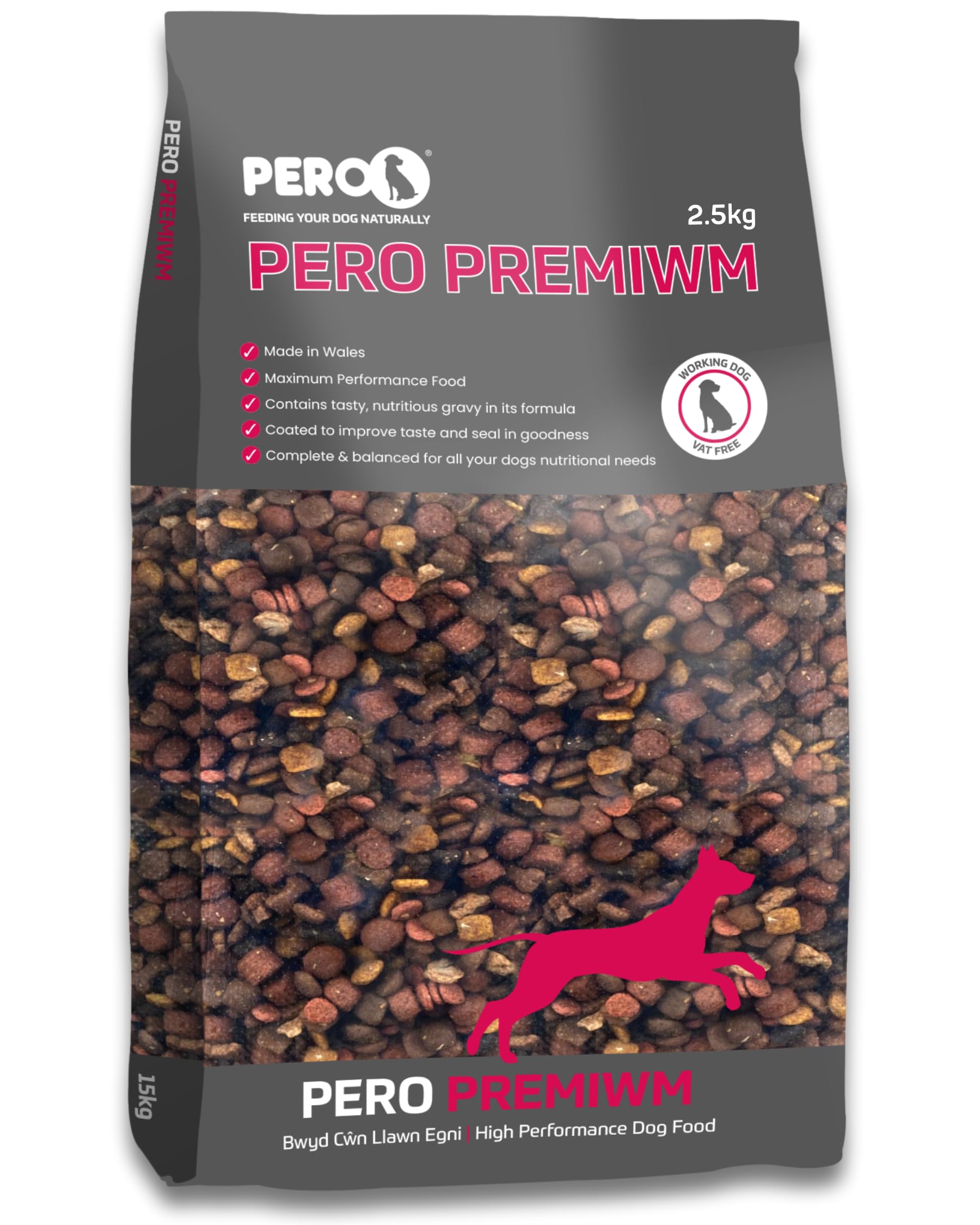 Pero Working Dog Food – Premium – Complete Dry Dog Food for Active Working Dogs – Energy & Performance (2.5kg)