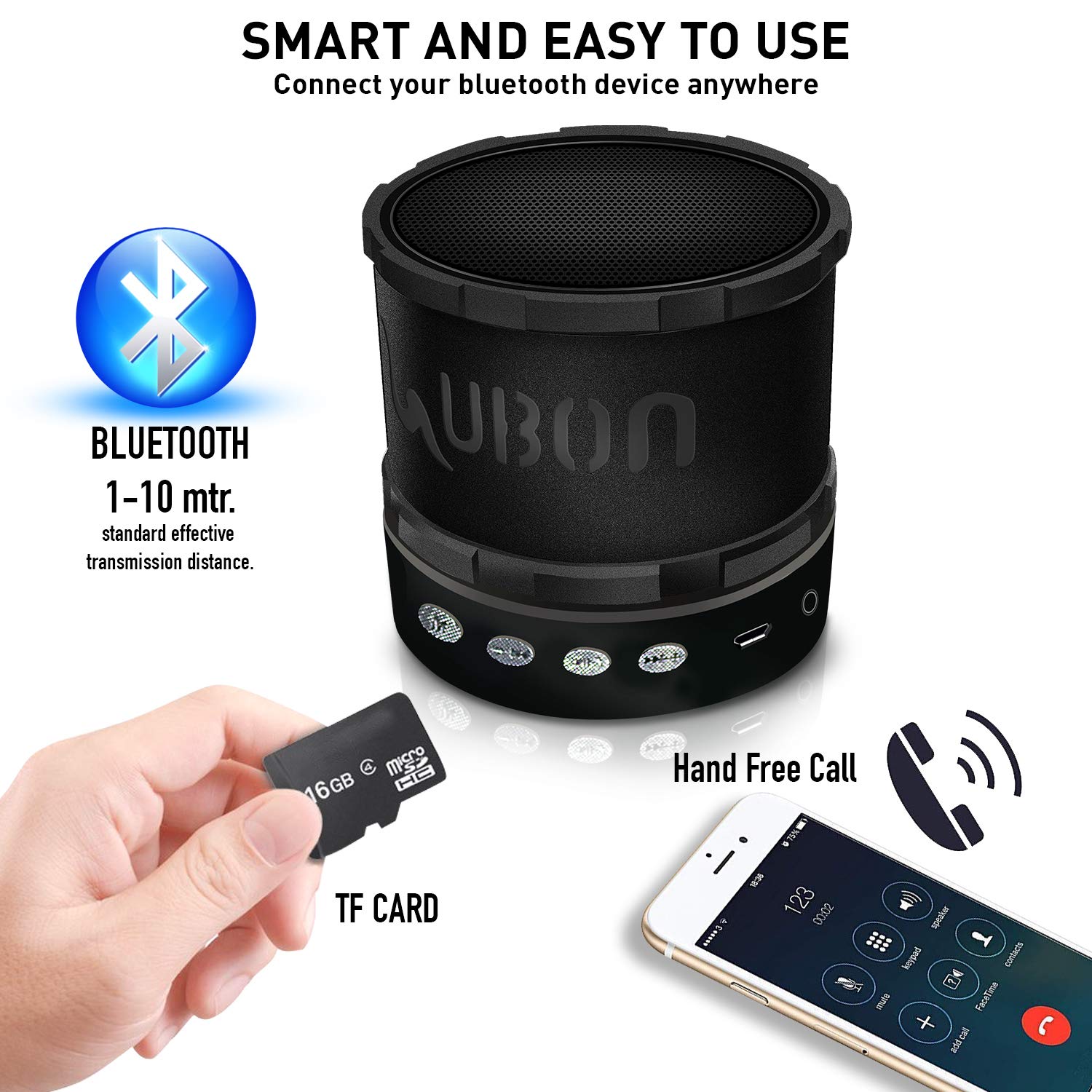 UBON BT-201 Bluetooth Pairing and TF Card Use