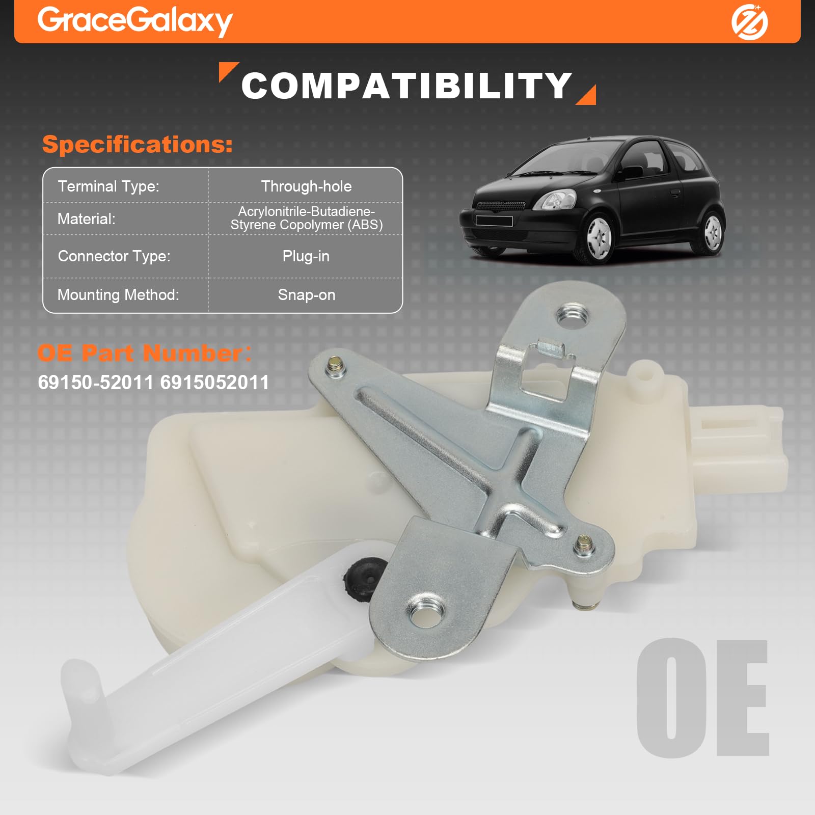 GraceGalaxy Serratura Bagagliaio Portellone 2 Pin 69150-52011 per Yaris 1999-2005 Interruttore Attuatore Bagagli Posteriore
