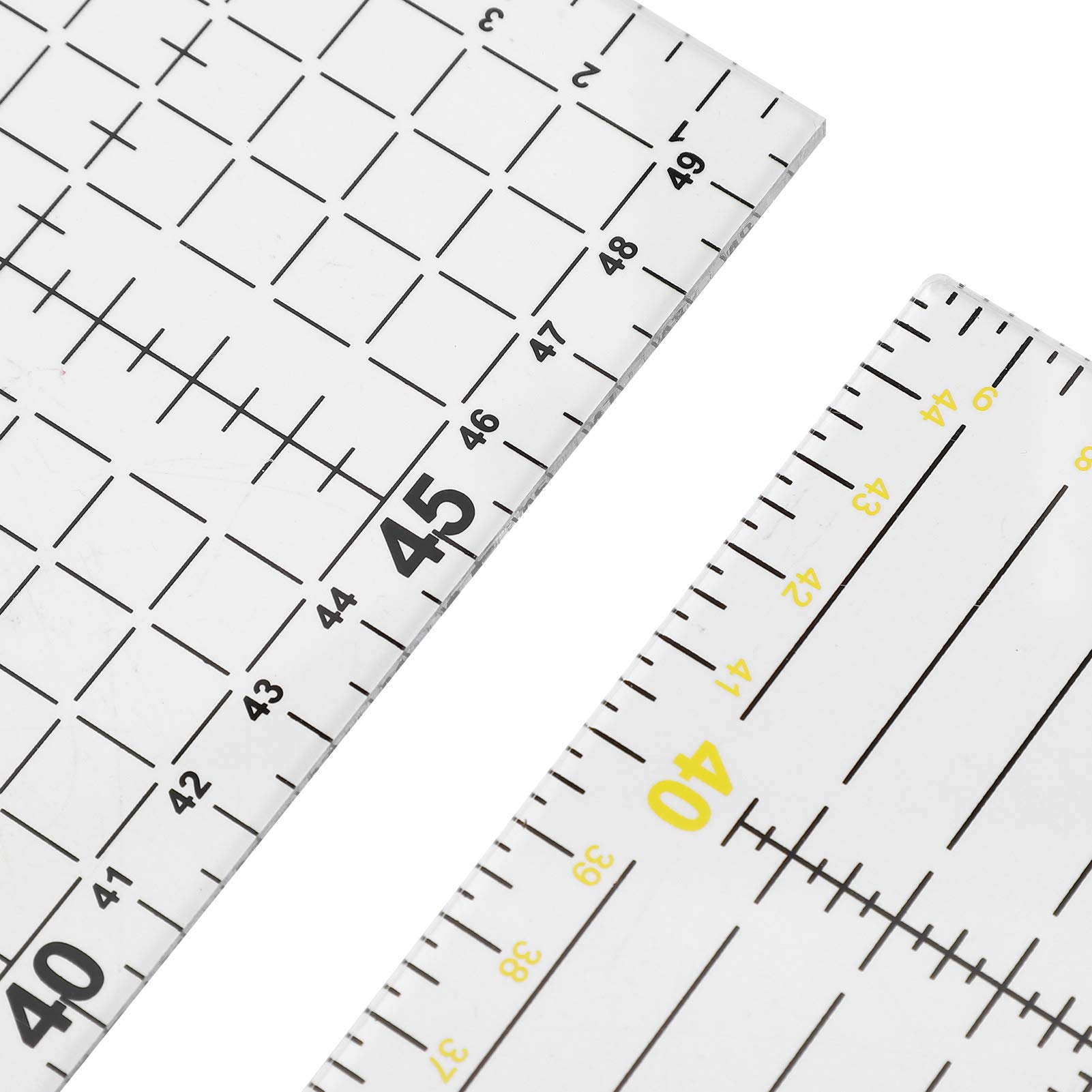 MRKU Set di 2 righelli per Quilting in Acrilico Trasparente, Bordo Antiscivolo, Linee di griglia, plastica Spessa