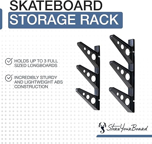 Miniatura 2 de StoreYourBoard Estante de pared Longboard, almacenamiento triple para Longboard