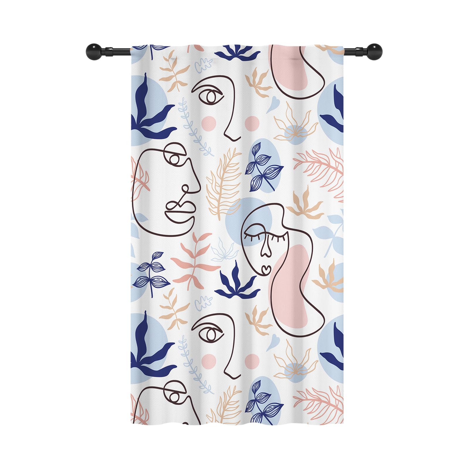 YONGFOTO 107x160cm Boho Cortinas con Bolsillo para Barra Abstracto Moderno Estilo Bohemio Hojas Estampado Filtra la luz Pestaña Trasera Cortinas para Cocina Alcoba Secreto Cortina de Puerta