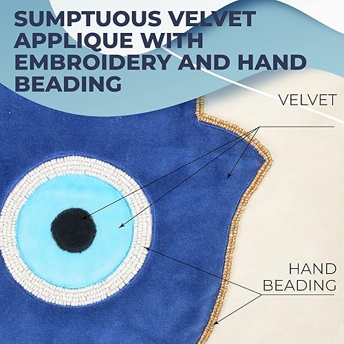 Miniatura 3 de WALBROOK Funda de almohada contra el mal de ojo de 18 x 18 pulgadas, fundas de almohada decorativas, decoración de ojo azul, almohadas azules con