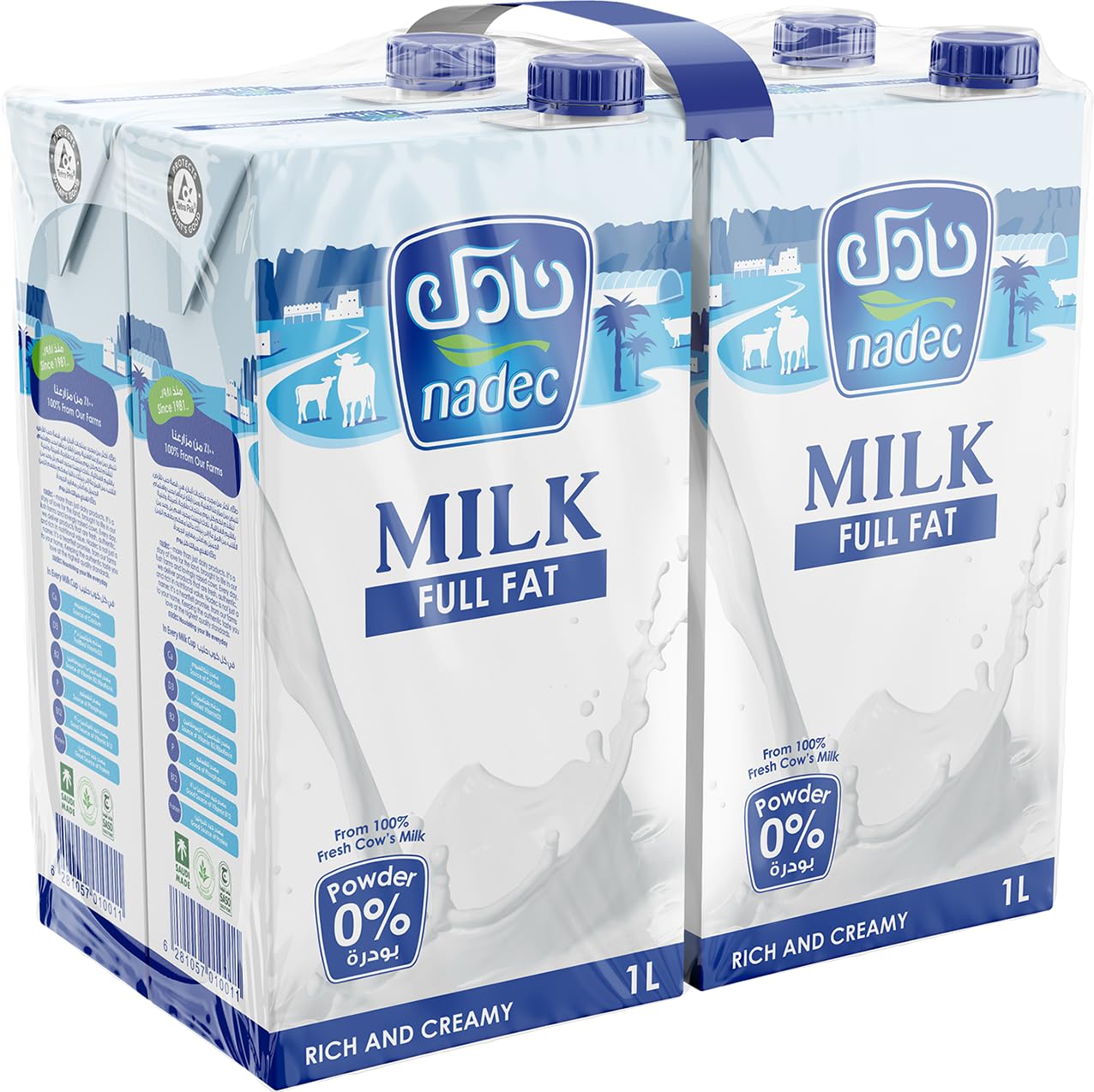 UHT Whole Milk, 4 x 1 Ltr