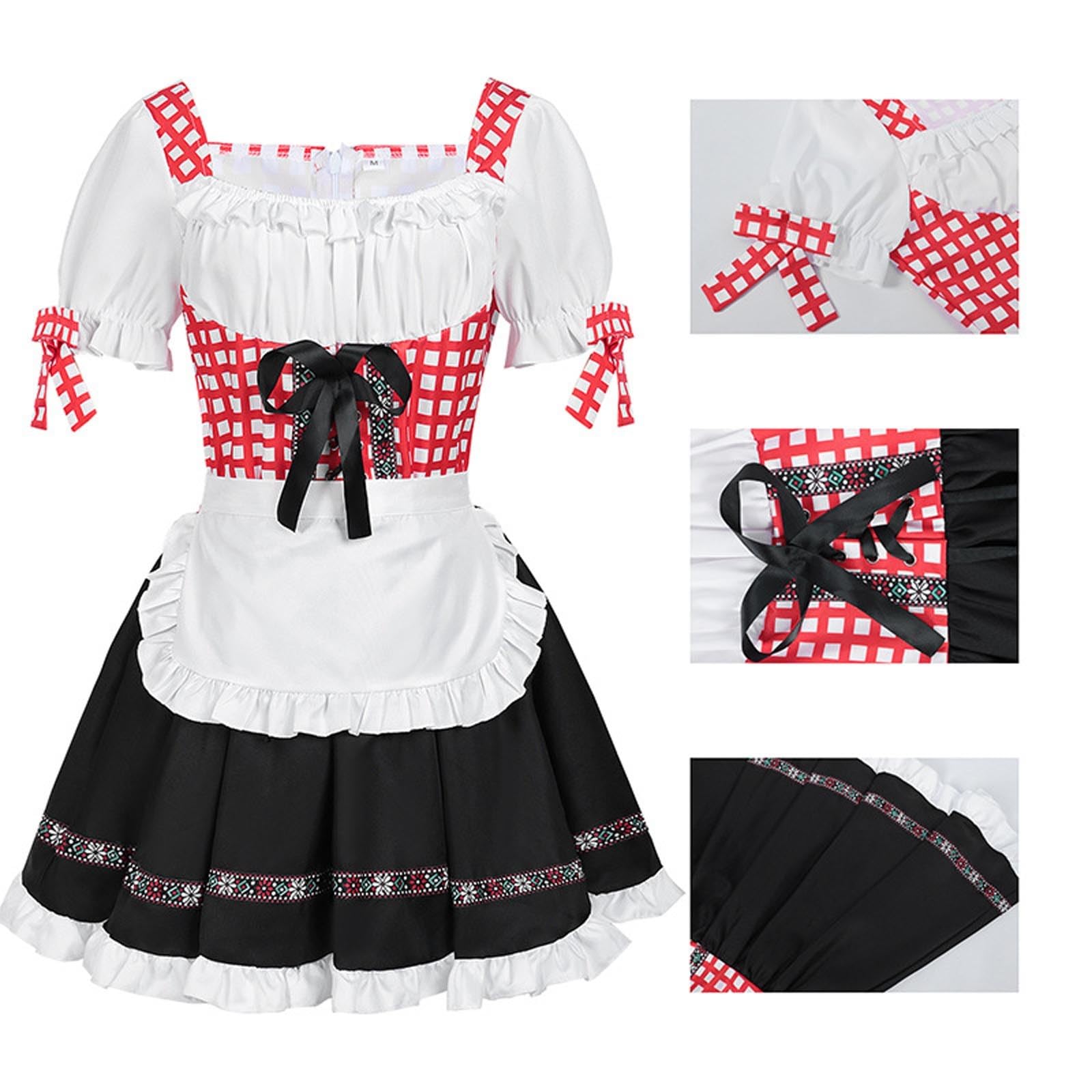 Generisch Dirndl Damen Dirndelkleider Trachtenmode Trachtenrock Kleid Für Oktoberfest, Oktoberfest Dirndl Damen Trachtenkleid Elegantes Cosplay Kostüm Mittelalterliches Festkleid Tradition