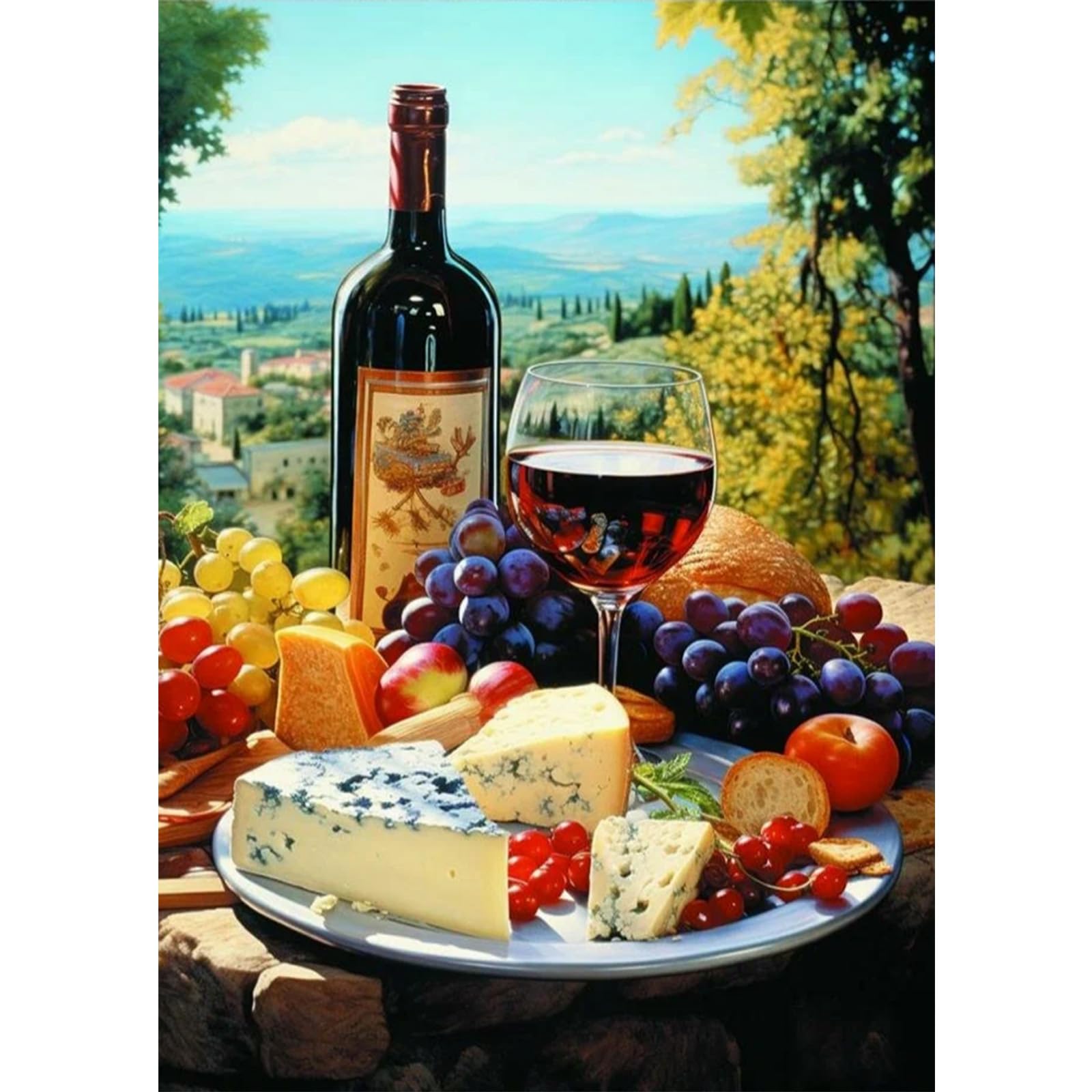 NAIMOER Red Wine Diamond Art Kits for Adults - DIY Full Drill 5D Diamond Painting Kits - Adults Lunch Diamond Art on Canvas 30x40cm — image 1