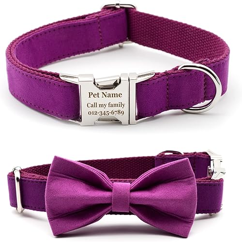 Miniatura 7 de Collar de perro personalizado con pajarita, collar clásico grabado personalizado con texto personalizado para perros grandes, medianos y pequeños