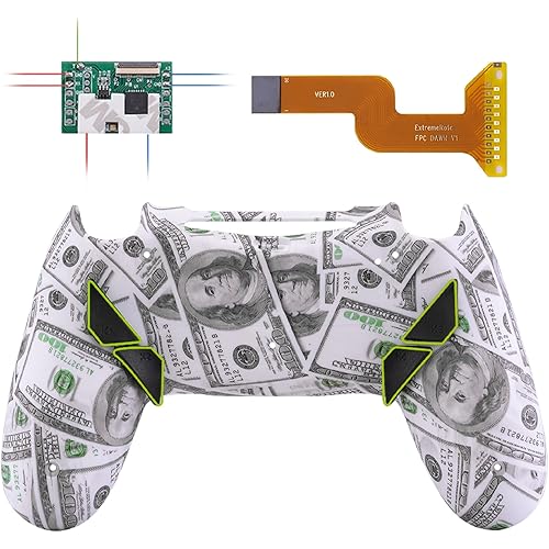 eXtremeRate 100$ Cash Money Dollar Dawn Programable Remap Kit for PS4 Controller with Upgrade Board & Redesigned Back Shell & 4 Back Buttons - Compatible with JDM-040/050/055 - Controller NOT Included