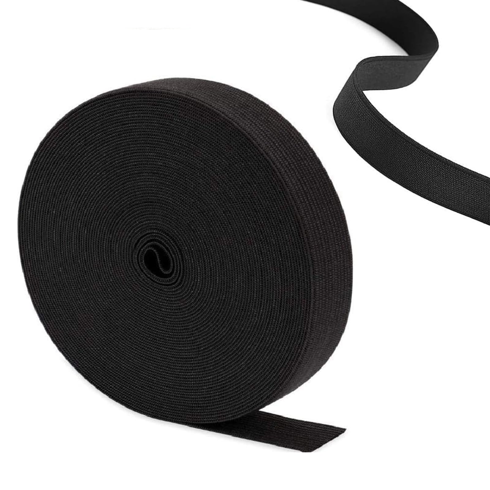 KALOLINNA 平ゴム 弾性バンド ウエスト サイズ 調整 調節 織りゴム 紐 裁縫 手芸 材料 パンツの 裁縫 ツール (25mm*10m,ブラック)