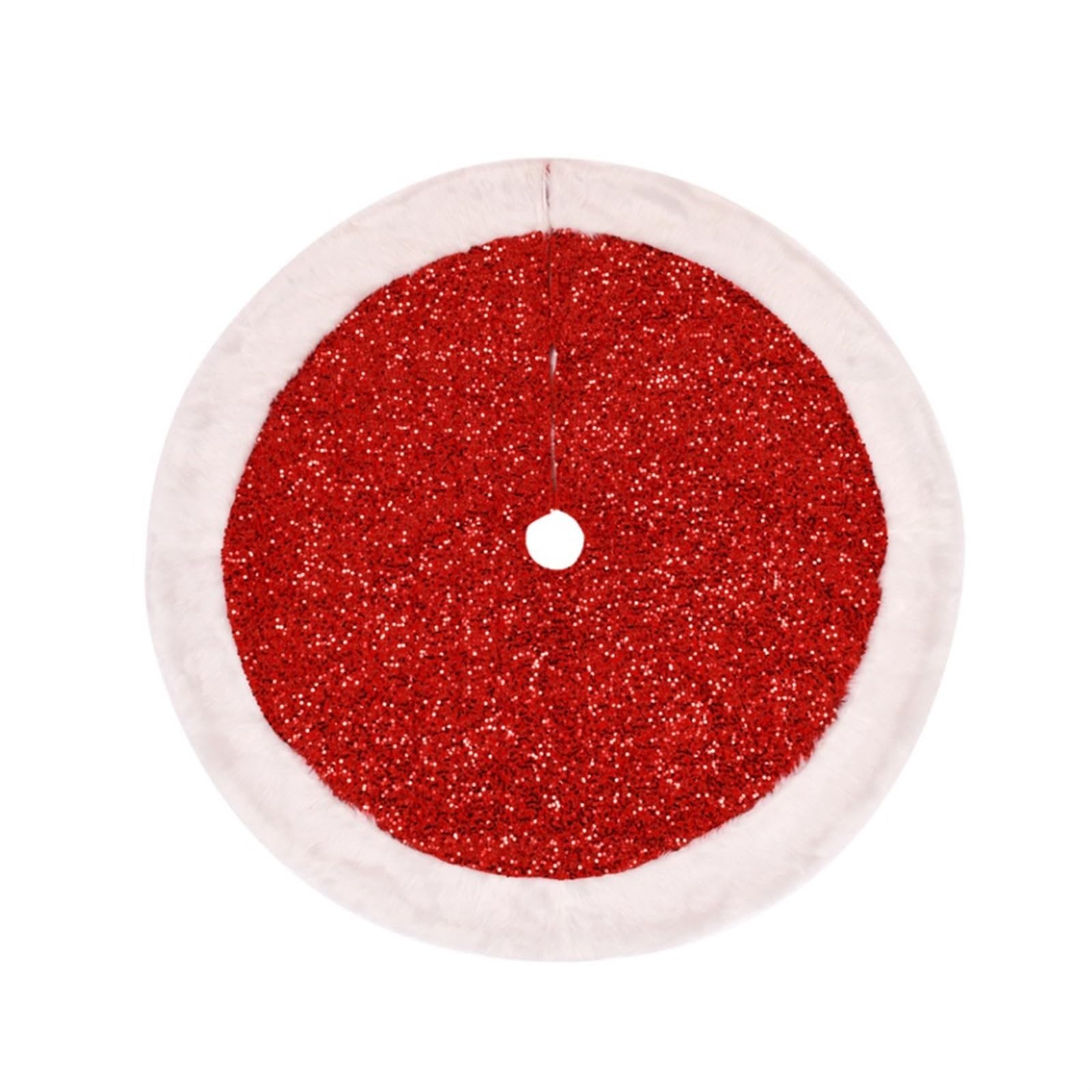 Spódnica Pod Choinkę Cekinowa Spódnica Choinkowa Błyszczące Spódnice Choinkowe Z Białą Matą Pluszową Ze Sztucznego Futra Mata Pod Choinkę(Rot,90cm)