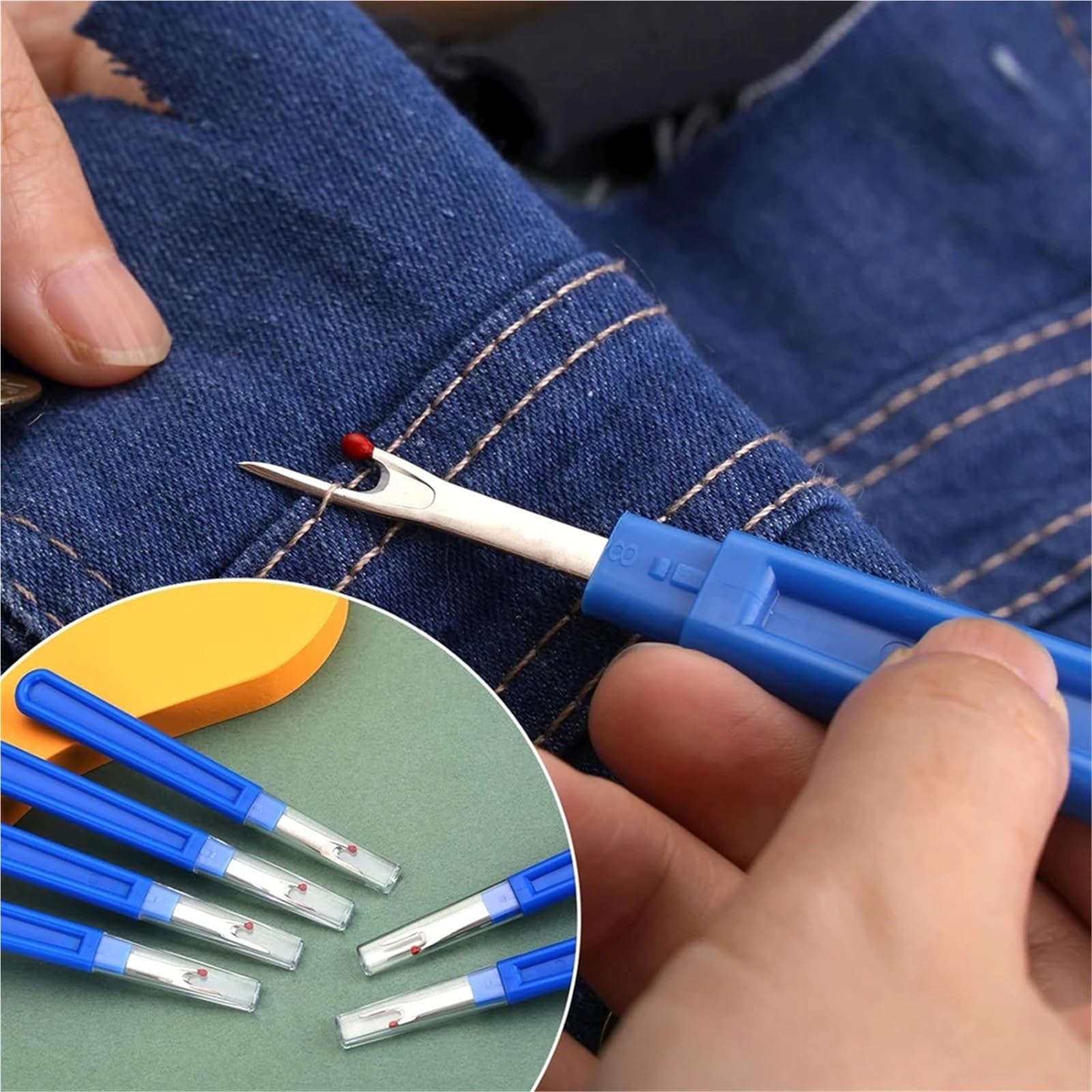 Juego de desgarradores Costuras, Agarre ergonómico 36 Piezas for Coser, Manualidades y Quitar dobladillos Bordados(Blue)
