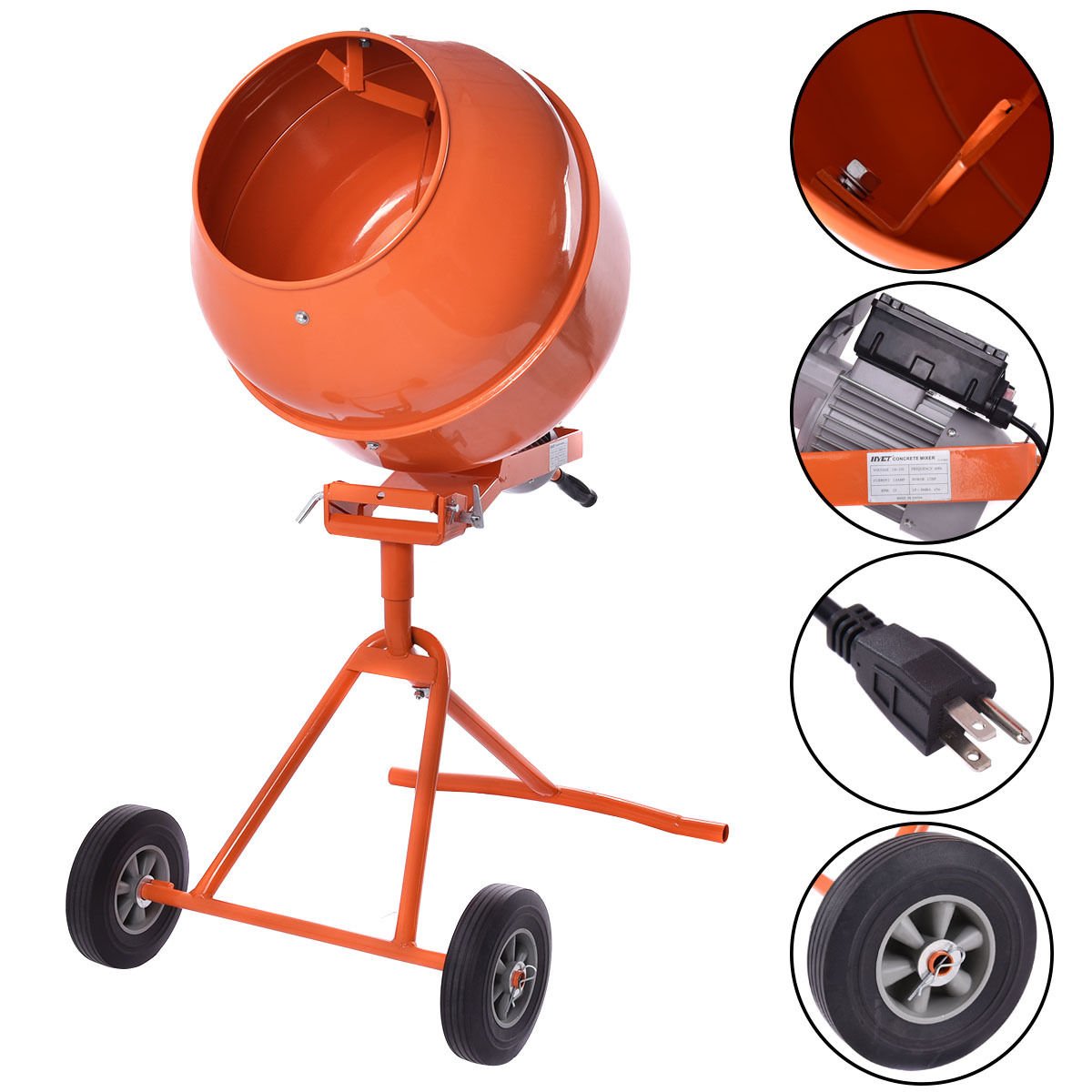 COLIBROXPortable 5Cuft Electric Concrete Cement Mixer Barrow Machine