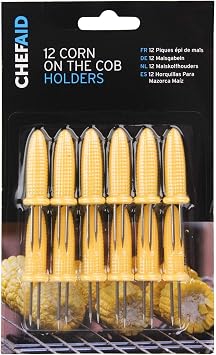 Chef Aid Corn Cob Forks, Stainless Steel Corn Forks for holding Corn on the Cobs, Pack of 12 Skewer style forks, Perfect for BBQ, Parties and Buffets