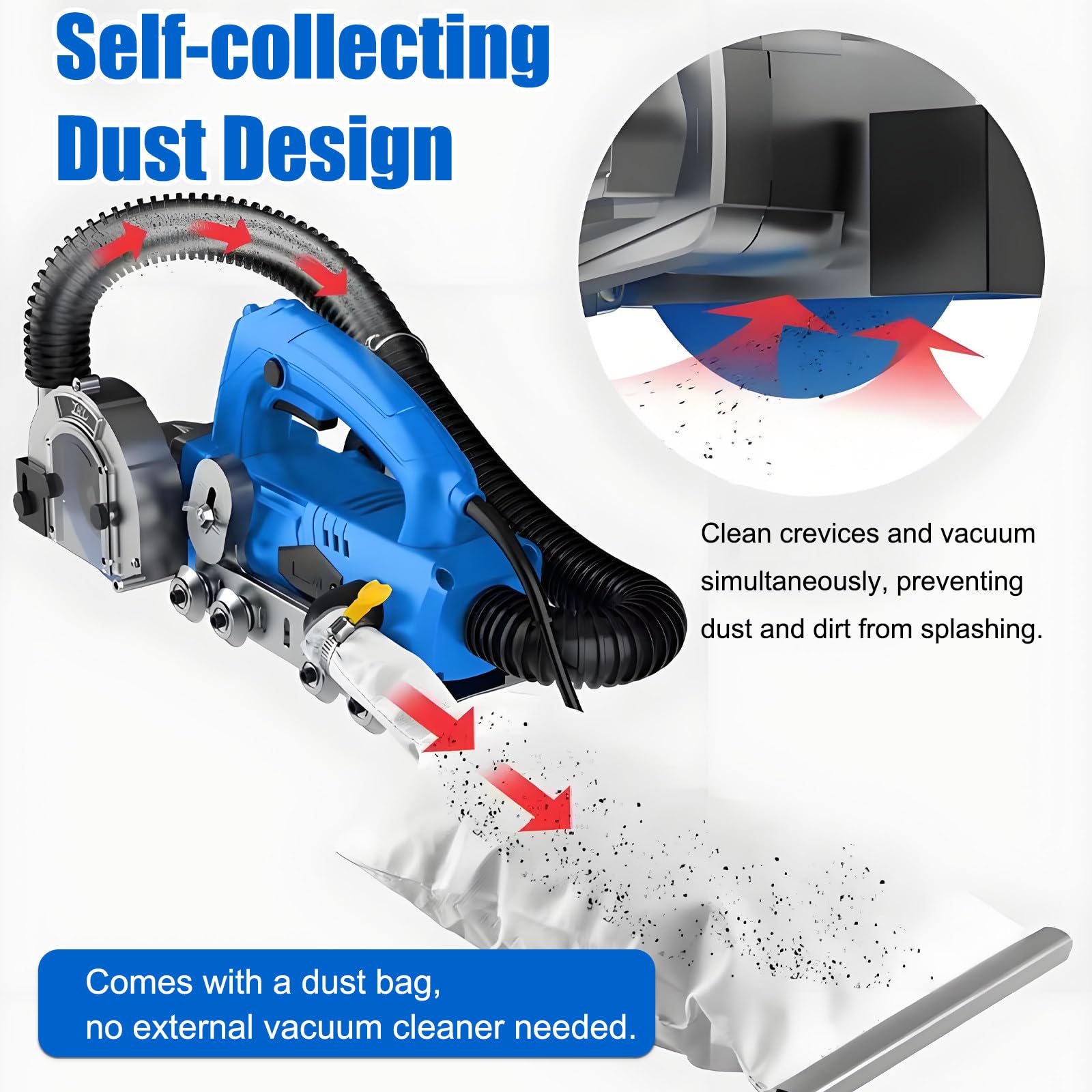 Pulitrice Elettrica per Fughe da 1200 W, Macchina Elettrica per la Pulizia delle Fughe delle Piastrelle, Rimuove la Malta o Pulisce Le Fughe, Le Giunture o Gli Angoli delle Piastrelle.