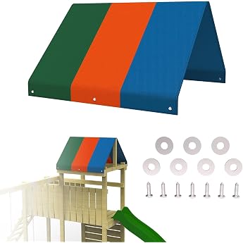 Replacement Roof for Play Tower 132 x 239 cm Playground Roof Cover Colourful Replacement Tarpaulin for Swing & Play Tower Outdoor Waterproof Children's Playground Awning Sun Protection