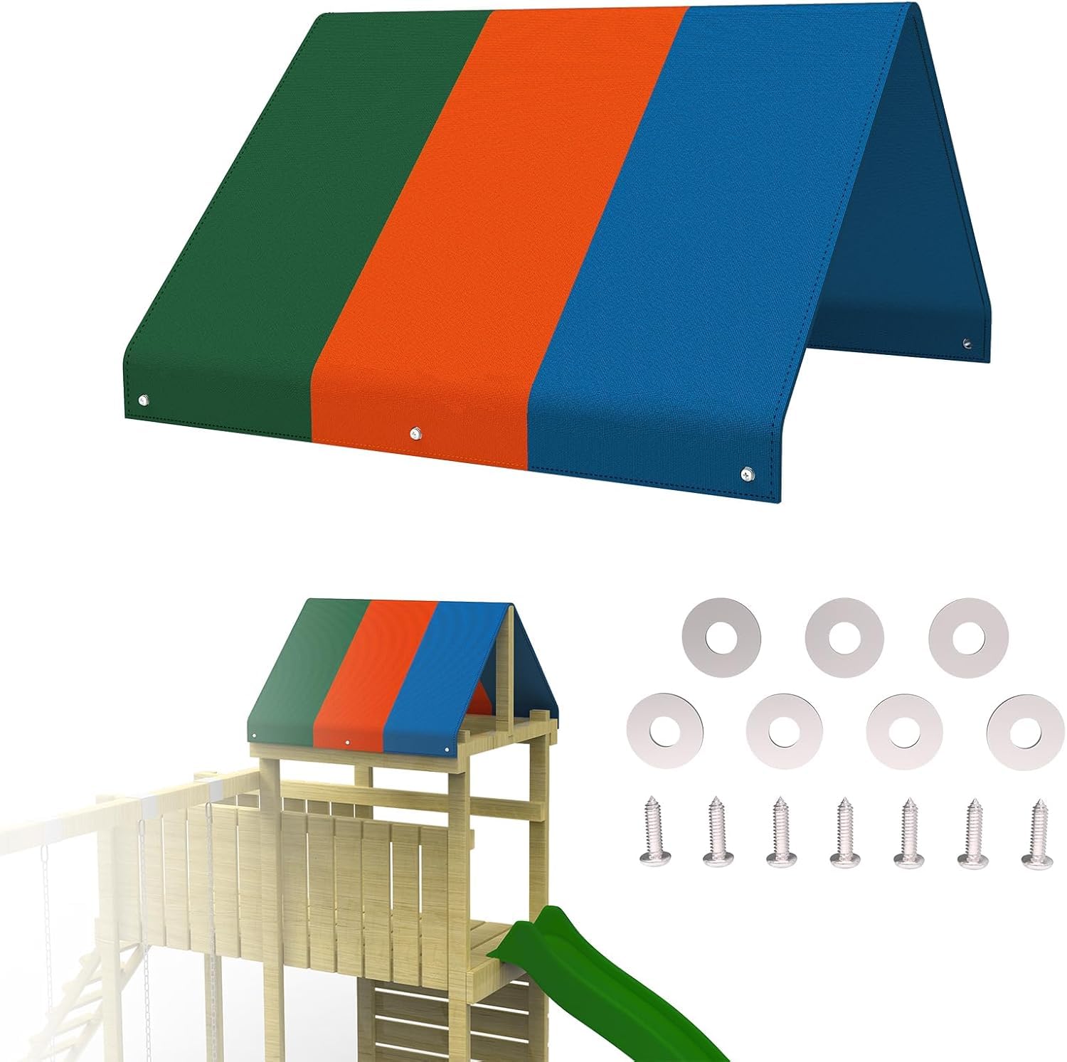 Playset Canopy Replacement,52“ x 94” Playground Canopy,Swing Set Replacement Tarp for Swing Play Set Outdoor,Kids Playground Roof Cover,Outdoor Swingset Shade,Sunshade Snow Proof Tent Cover