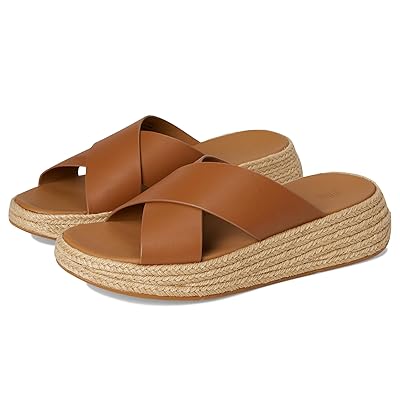 FitFlop F Mode Espadrille Leather Flatform Cross Slides Women