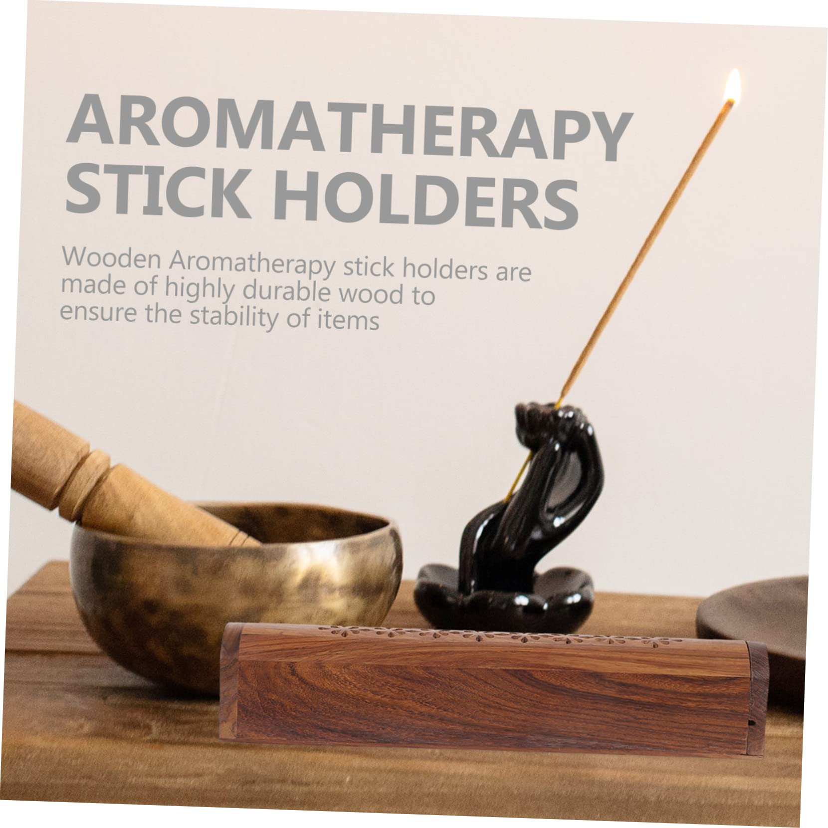 Porta Varillas de Incienso Soporte Delicado de Madera Natural Compacto Hecho a Mano Que Previene la Dispersión de Ceniza para Incienso Adecuado para Oficina y Meditación