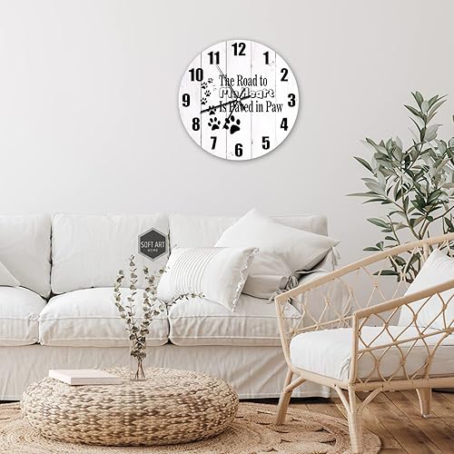 Miniatura 2 de Relojes de pared para decoración de sala de estar, El camino a mi corazón está pavimentado en madera de pata, moderno, silencioso, sin tictac,
