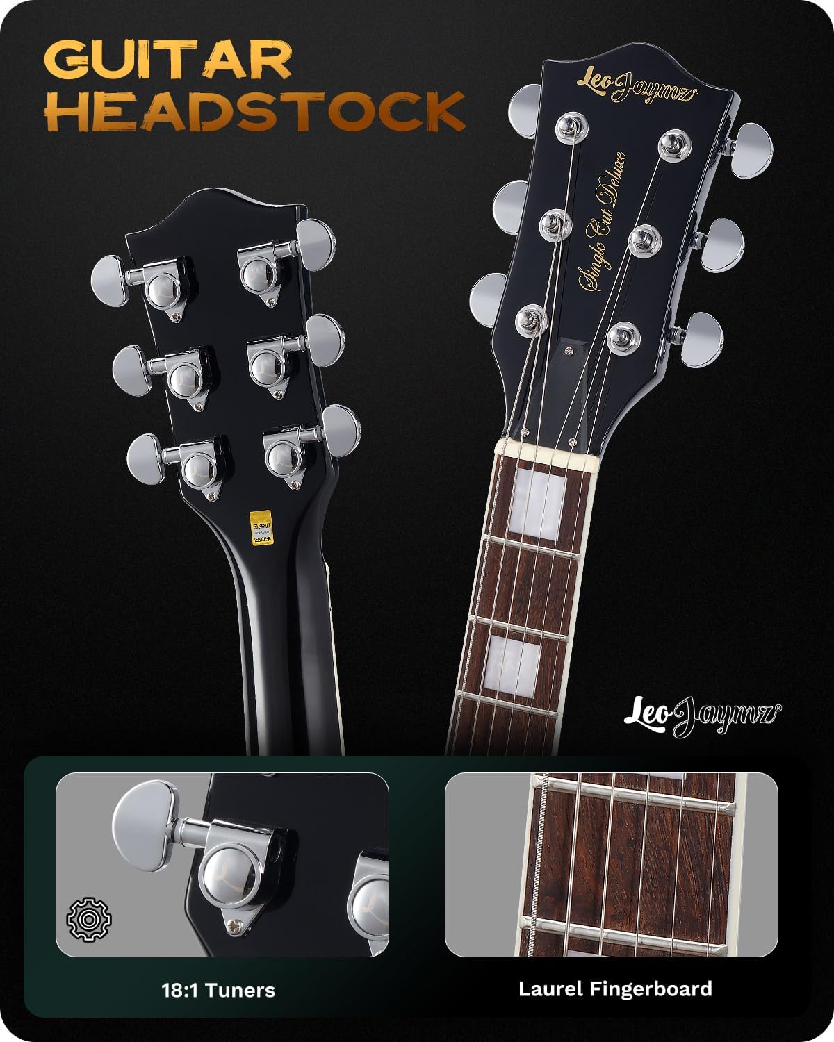 Leo Jaymz SC Series Electric Guitar – Mahogany Body, Laurel Fingerboard, Dual Humbuckers,Tune-O-Matic Bridge, C Neck, 18:1 Tuners (US Flag)
