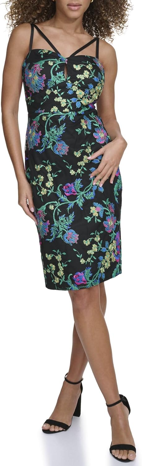 Siena Women's Floral Embroidered Mesh Midi Dress