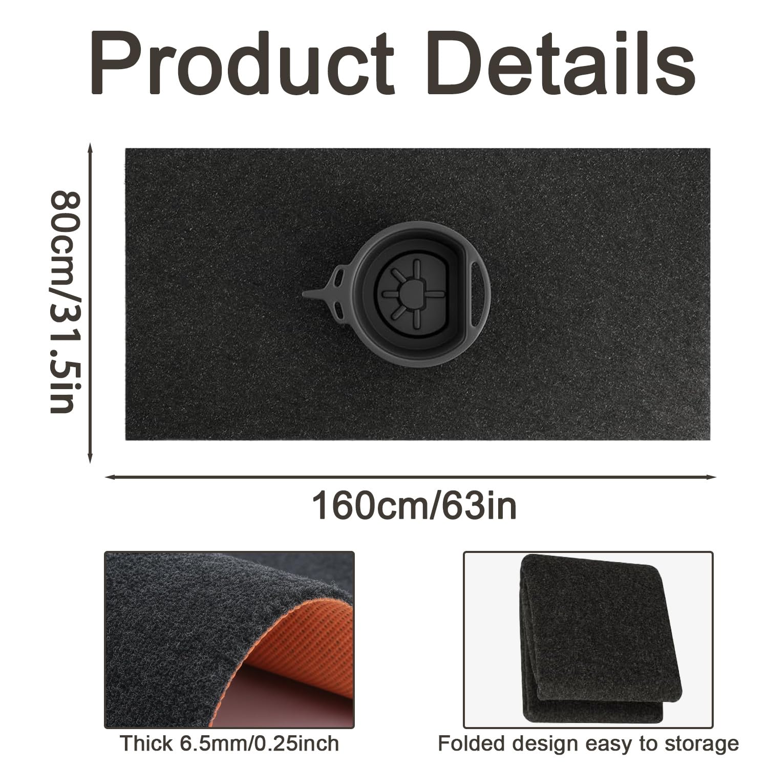 Acidea Tapete resistente para derrames de aceite, tapete de garaje de 63 x 31 x 1/4 pulgadas, respaldo de goma impermeable que protege el suelo, reutilizable, lavable, duradero, almohadillas
