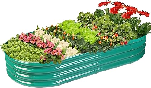 Miniatura 12 de Cama de Jardín Elevada Caja de Plantador Galvanizado para Exterior, Cama de Jardín de Metal Resistente a la Podredumbre para Vegetales, Flores