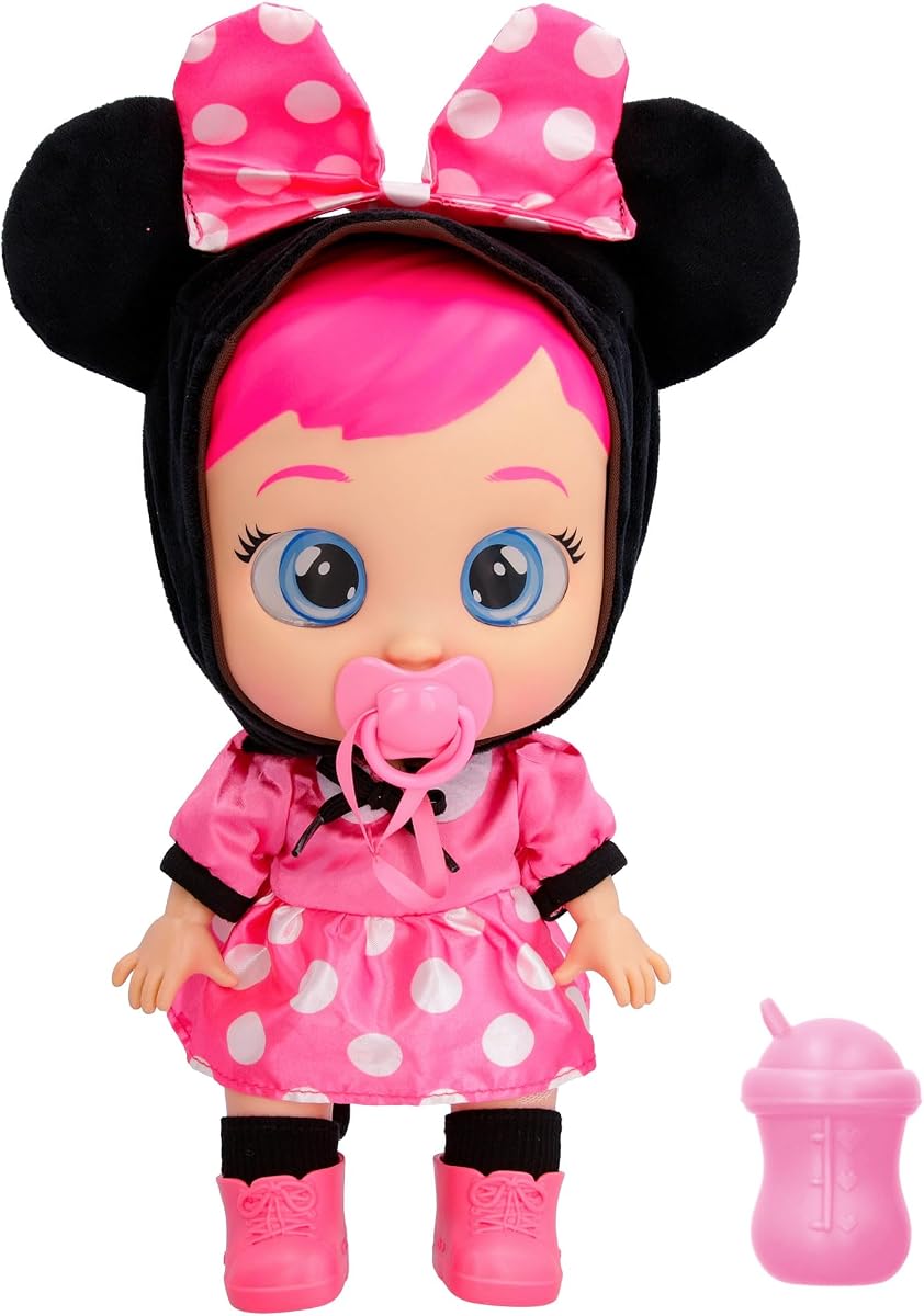 Cry Babies Disney Nurturing Baby Doll Inspired by Minnie Mouse, Dressed Up in The Iconic Pink Dress and Cries Real Tears for Kids Age 18 Months and Up
