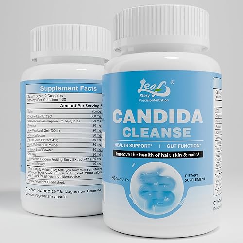 Miniatura 2 de Candida Cleanse para mujeres, limpieza intestinal de orégano y ácido caprílico, suplemento de hierbas para la salud digestiva e intestinal,