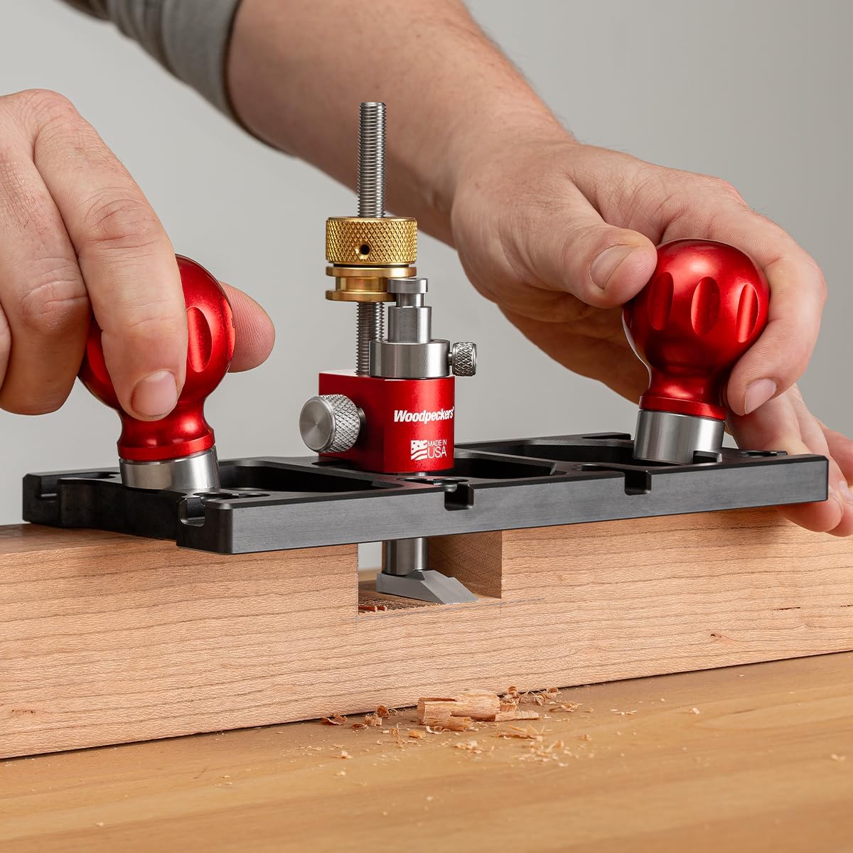 Woodpeckers Router Plane, Precision Woodworking Tool for Joinery, 3 Mount Positions, Zero-Backlash Thumbwheel, Spear & Straight Blades, Ductile Iron Base - WRP